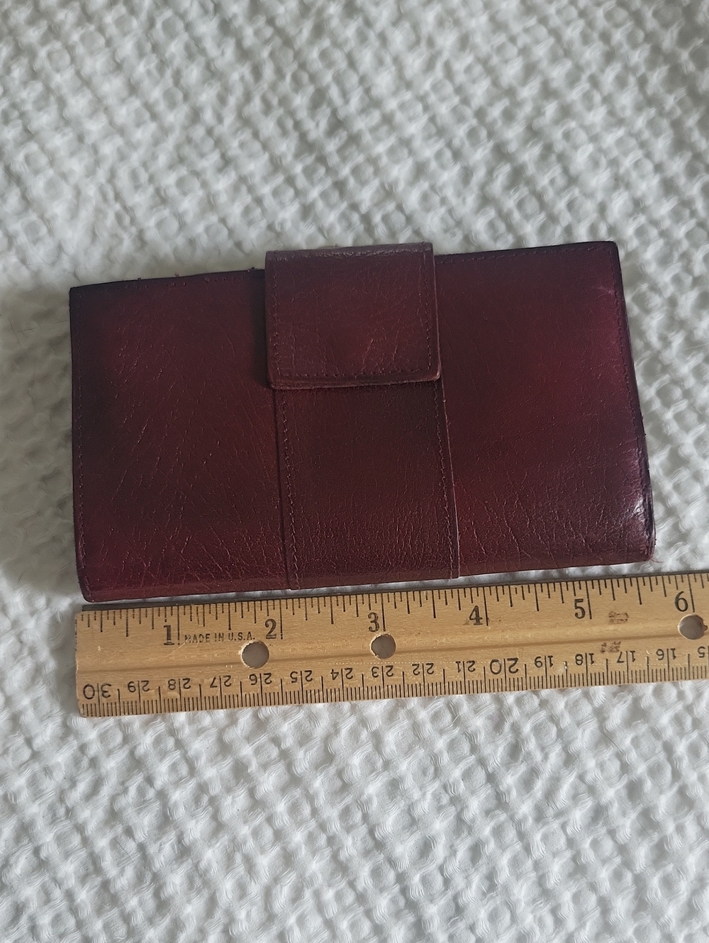 1960,Made In England  Leather Clutch Wallet in Deep Burgundy - Picture 6 of 11